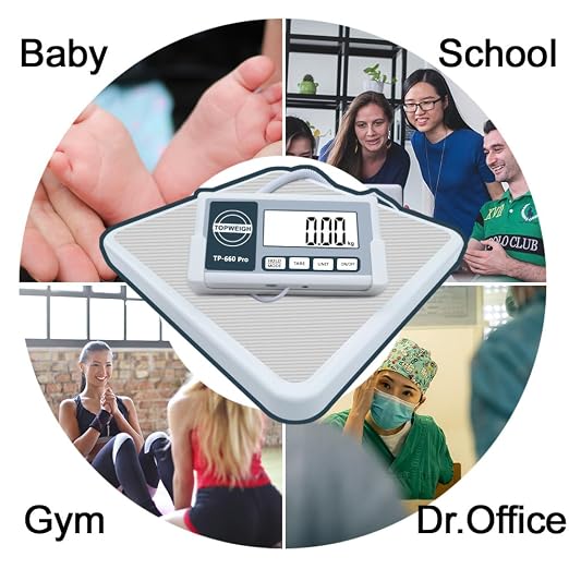 Medical Scale with Portable Carrying Bag, Large Remote Display, Floor Physician Scale, 660lbs / 0.02lb, Longer Coiled Cord, Heavy Duty Digital Scale for Body Weight, Measure in kg/oz/lb