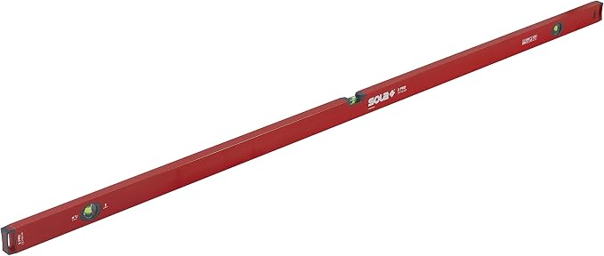 SOLA LSX72 X PRO Aluminum Box Profile Spirit Level with 3 60% Magnified Vials, 72-Inch , Red