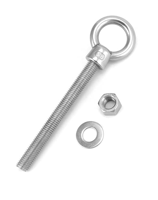 QWORK Threaded Eyebolts, 5 Pack 5/8" x 6" Long Stainless Steel Marine Grade Shoulder Eye Bolt