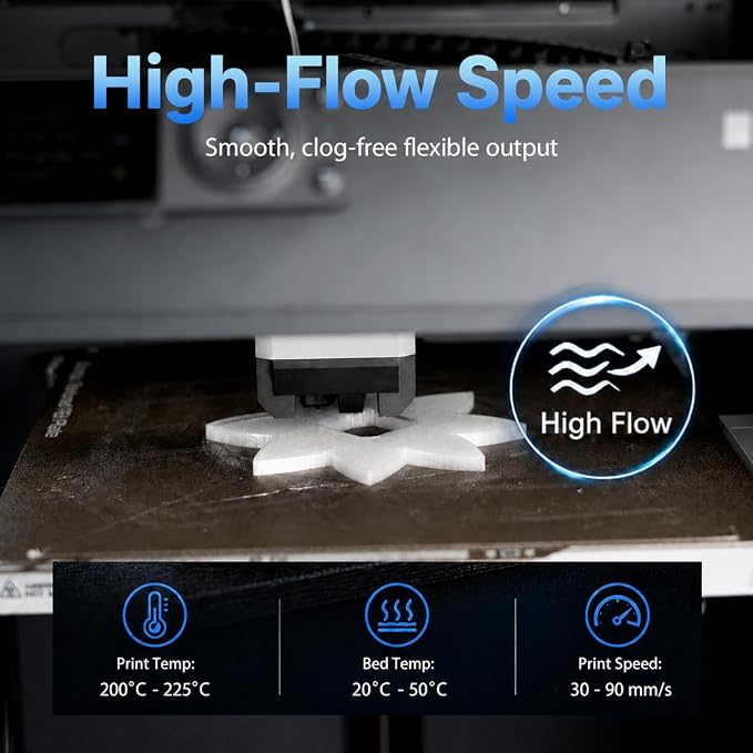 Siraya Tech Flex TPU Filament - 85A Shore, ISO 10993, High Flexibility & Toughness, High Flow & Speed, Easy to Print, Moisture-Resistant Aluminum Bag - Ideal for Footwear, Protective Gear (White, 1kg)