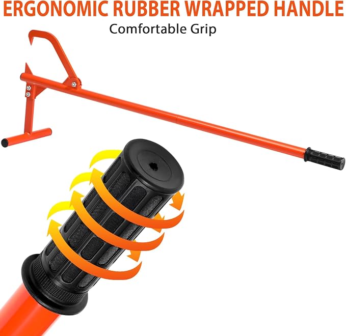51" Long Handle Log Lifter, Adjustable Heavy Duty Log Roller, Cant Hook with Rubber Grip, Logging Tool for Rolling and Raising Log (Orange)