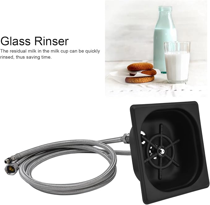 Glass Rinser, Square Stainless Steel Automatic Cup Washer Cleaner Quick Rinser Kitchen Sink Accessories for Bar Pub Restaurant Coffee Shop Hotel Black