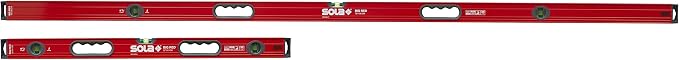 SOLA LSB7832 Big Red Aluminum Box Beam Level Jamb Set with 3 60% Magnified Vials, 32 & 78-Inch