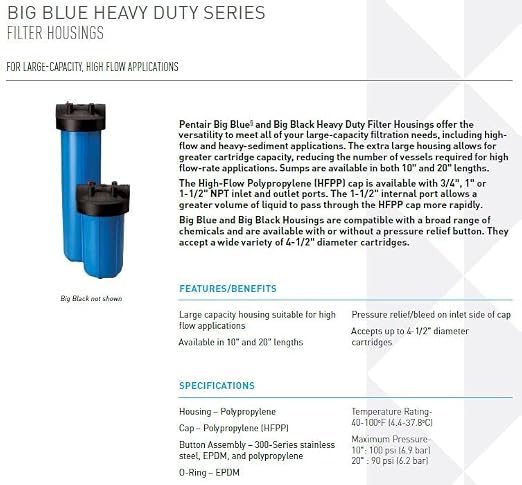 Pentair Pentek Big Blue Filter Housing and Sediment Water Filter Bundle | R50-BB