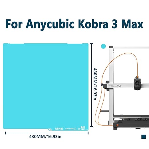 420x420mm Glacier Cold Plate for Anycubic Kobra 3 Max Build Plate PLA PETG Cool Printing Strong Adhesion Kobra 3 Max 3D Printer Build Plate for Kobra 3 Max Accessories K3M Cool Plate