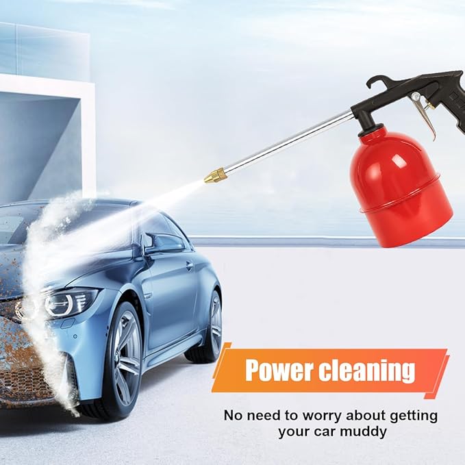 Air Blow Gun Pneumatic Engine Cleaning Gun with Watering Bottle, High-Pressure Air Sprayer Kit with Brass Nozzle, Vehicle Cleaning Degreaser Tool for Car Engine Compartment, Wheel (Straight&Bottle)