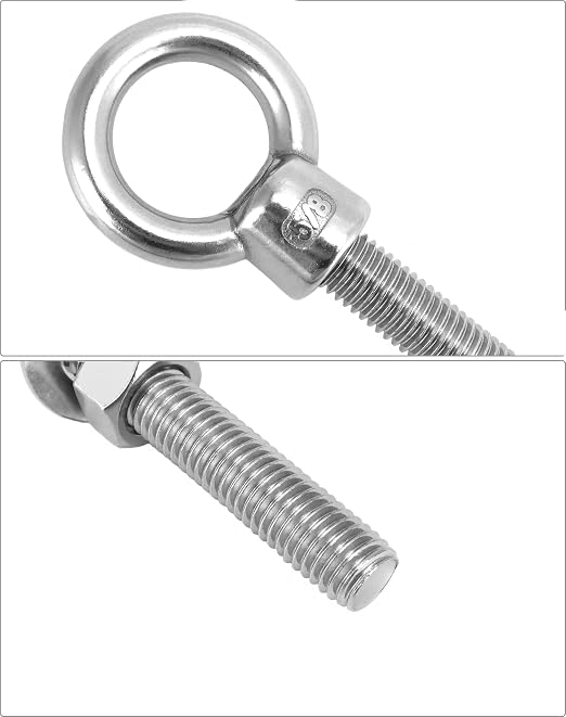 QWORK Threaded Eyebolts, 5 Pack 5/8" x 6" Long Stainless Steel Marine Grade Shoulder Eye Bolt