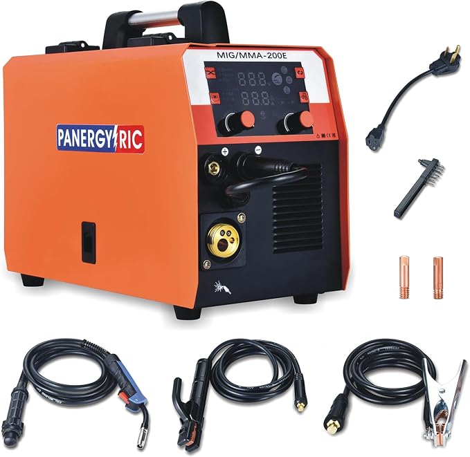 200A Gas Gasless Multiprocess Mig Welder,Flux Cored/MIG/Lift TIG/Stick Welder 4 in 1 Portable Welding Machine,With Synergic Control 110V/220V Dual Voltage Wire Feed Welder