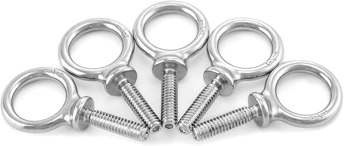 QWORK Eye Bolt, 20 Pack 1/4" - 20 x 1 Marine Grade Stainless Steel Lifting Ring Threaded Eyebolt Machinery Shoulder Eyebolts