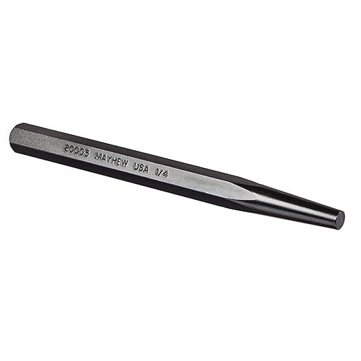 Mayhew Tools 20003 Solid Punch, 1/4" x 5", Black Oxide Finish