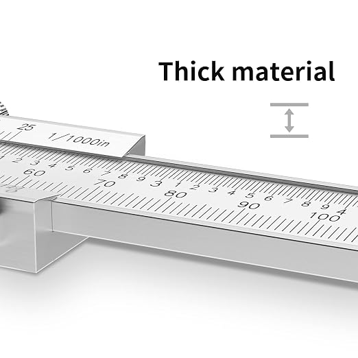 Stainless Steel Calipers 0-8" Thickened Mono-Block Vernier Caliper Inch/Metric 0-8" Range +/-0.02 Accuracy 0.02/0.001" Resolution Slide Calliper Rule Depth Gauges DRINYOUNG