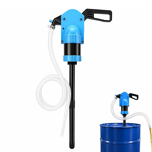 New Upgrade Plastic 55 Gallon Hand Lever Action Drum Pump, Manual Siphon Barrel Pump for DEF/AdBlue, Oils, Antifreeze, Ag Chemicals & Low Concentration Liquids, Includes 6.6ft 3/4" Corrugated Hose | Manual Siphon Barrel Pump, For DEF/AdBlue, Oils, Anti...