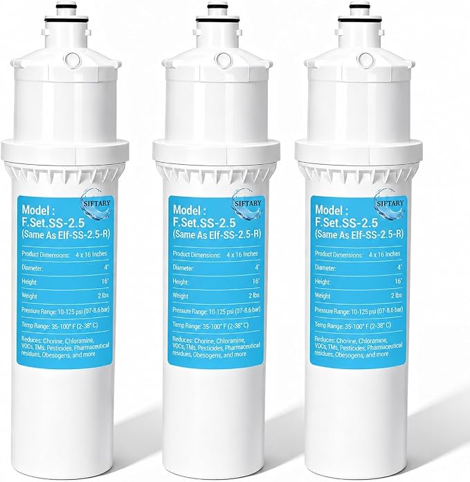 3-Pack SS-2.5 Water Filter Replacement – Replacement for Max Flow® SS-2.5 & EWS® SS-2.5 Water Unit, F.SET.SS-2.5 Direct Mount on Faucet, Reduces Chlorine, 10,000 Gallons per Filter