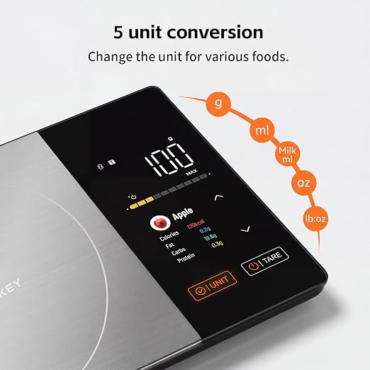 Smart Nutrition Food Scale with App, Color TFT Display for Calorie & Macro Tracking, Tracks 24 Nutrients, 1g/0.1oz Precision, 11lb/5kg Digital Kitchen Scale for Weight Loss, Keto & Meal Prep