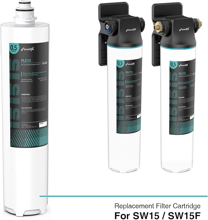 Frizzlife SW15-HF Replacement Housing Kit With PLC15 Filter Cartridge Inside - For SW15 and SW15F Under Sink Water Filter Systems