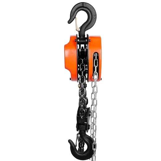 VEVOR Hand Chain Hoist, 2 Ton 4400 lbs Capacity 10 FT Come Along, G80 Galvanized Carbon Steel with Double-Pawl Brake, Auto Chain Leading & 360° Rotation Hook, for Garage Factory Dock