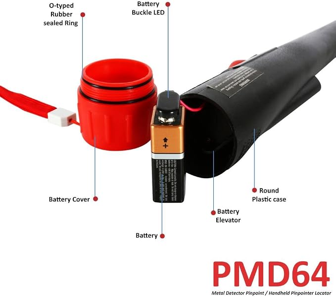 Pyle Pinpointer Metal Detector | Handheld Metal Detector W/ High Sensitivity | Builtin Speakers | Save Battery Automatic Power Off | Low Battery Indicator | Waterproof Marine Grade IP68 (PMD64)