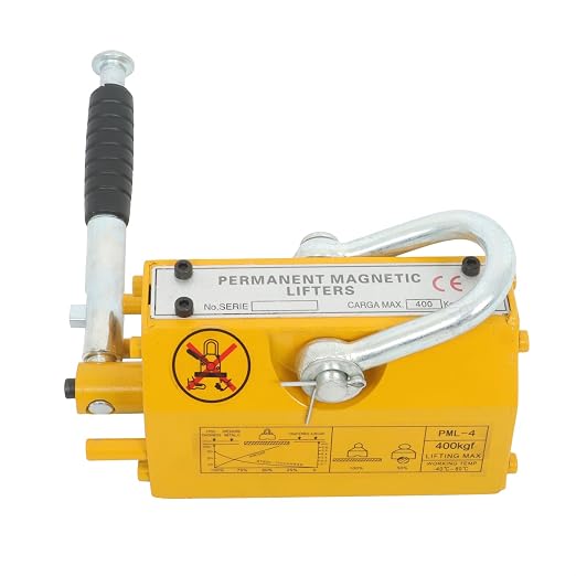 findmall 880 Lbs/400kg Magnetic Hoist Lifter 2.5 Security Factor Yellow Permanent Lift Magnets for Lifting Plate Steel