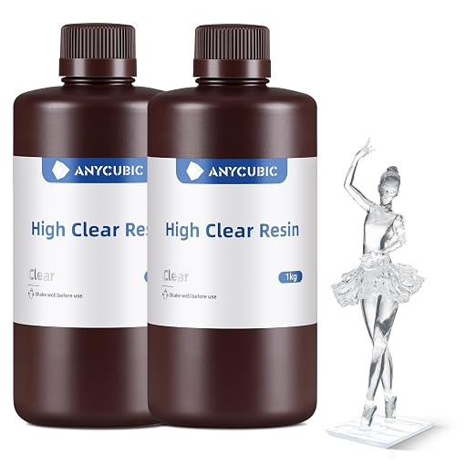 ANYCUBIC High Clear 3D Printer Resin, Resist Yellowing and Highly Transparent, Tough and Resilient, Low Odor 3D Printing Resin, Widely Compatible Resin 3D Printers (High Clear, 2kg)