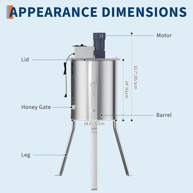 4 Frame Honey Extractor Spinner, Electric Beekeeping Centrifuge