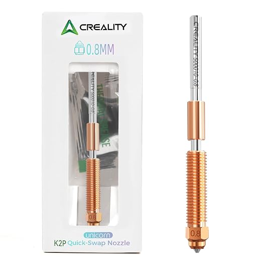 Creality Official K2 Plus Nozzle, 0.8mm 1 PCS Quick-Swap 3D Printer Nozzle Copper Alloy and Hardened Steel Nozzle for 3D Printer K2 Plus, K2, K2 Pro, Creality Hi