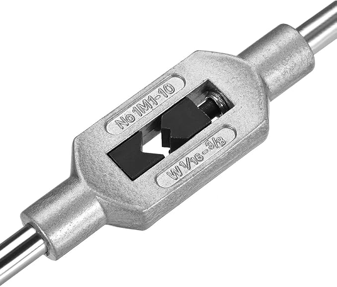 uxcell Adjustable Tap Wrench Handle, for Metric M1-M10 W1/16-3/8 Taps, Thread Tap Holder Reamer Hand Tapping Tool for Machinist Repair, Medium Carbon Steel Handle with Nickel Plated