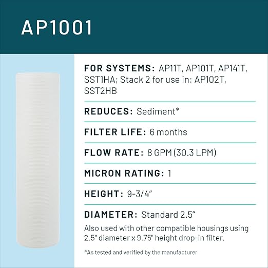 3M Aqua-Pure Whole House Standard Sump Replacement Water Filter Drop-in Cartridge AP1001, 5566601