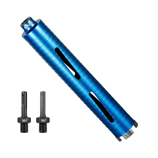 SALI Diamond Core Drill Bits 1 3/4" Diameter 10"/254mm Drilling Depth 5/8-11" Thread Core Bit Turbo Laser-Welded Segments for Cured Concrete with, Brick, Block, Masonry, with Two Adapters