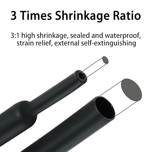 3:1 Ratio Heat Shrink Tubing Roll Adhesive Lined Industrial Marine Grade Dual Wall Heat Shrink Tube Waterproof and Sealed Black (5/8 inches(15.4 mm), 30 Feet)
