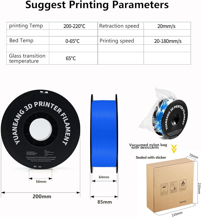 Matte Sapphire Blue PLA 3D Printer Filament 1.75mm, 1kg Spool, Deep Matte Blue Finish, ±0.03mm Precision, Low-Warp & Easy Printing, Ideal for Models, Crafts, Prototypes