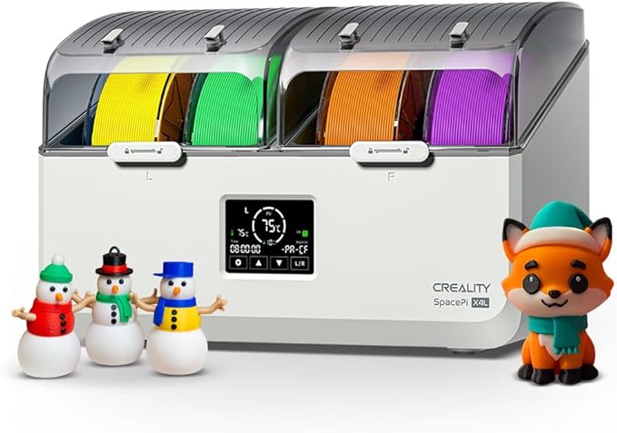 Creality Filament Dryer, Space Pi X4L Filament Storage Box for 4 Spools, Dual Independent Heating Chambers, 75℃ Max Temperature, Compatible with 1.75mm 2.85mm PLA PETG ABS TPU PC PA PAHT