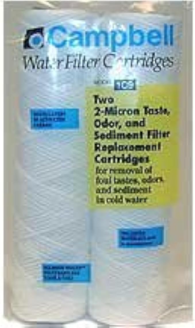 Campbell 1c9-12 Taste & Odor Filter Cartridge, 2 Micron, 9 3/4", 2 Pack