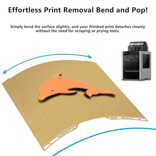 Same as OEM for Bambu H2D/H2S Textured PEI Plate with QR Code, 355x346mm Double Sided Flexible Spring Steel Magnetic Platform Print Bed PEI Sheet for Bambu Lab H2D/H2S 3D Printer(Gold)
