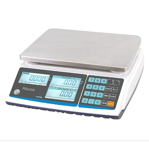 Aquos Digital Kitchen Scale Class III Legal for Trade Price Computing Scales Food & Retail Scale with LCD Backlit Display Tare Function & Stainless Steel Platform (Base, 60Lbs)