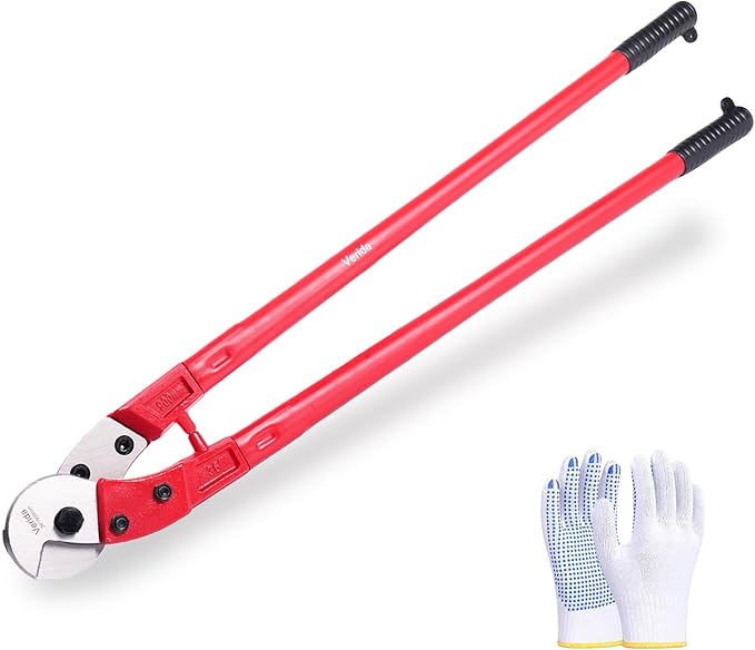 Verida Wire Cutters 42 inch, Industrial-Grade Heavy Duty Wire Rope Cutter, Chrome Vanadium Steel, Hardness 65 HRC. for Stainless Steel Wire and Hard Wire Ropes, Red