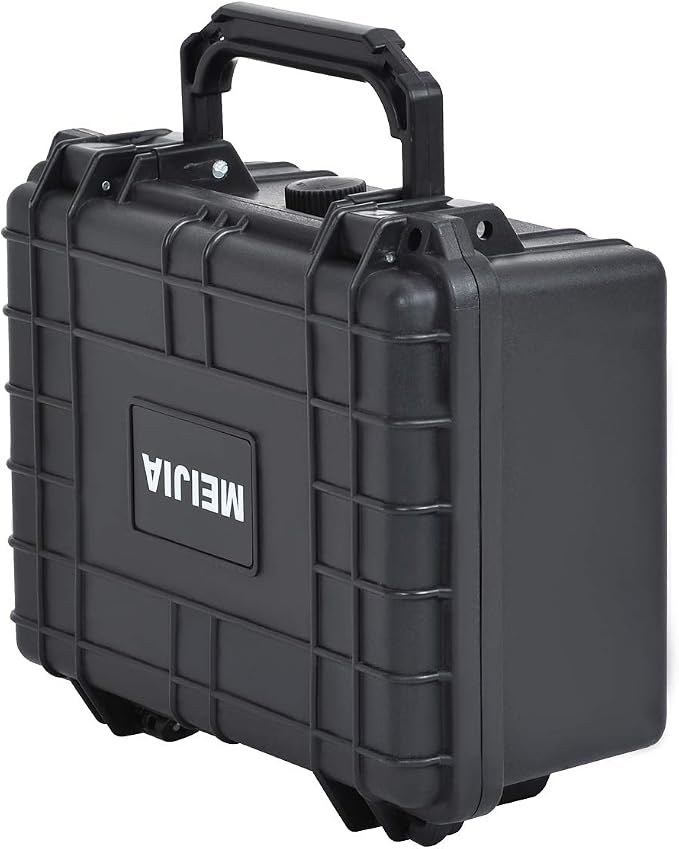 MEIJIA Portable All Weather IP67 Waterproof Protective Case,Hard Camera Case,Dry Case with Customized Foam,Fit Use of Drones,Camera,Equipments,Elegant Black (9.17inch x 7.56inch x4.33inch)