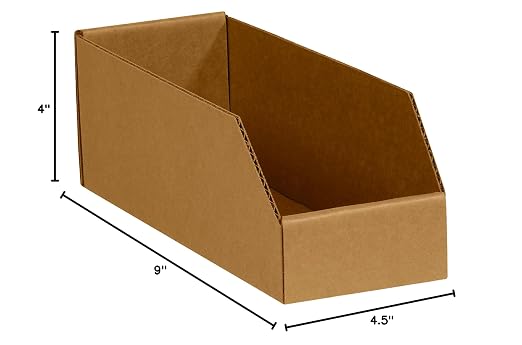 BOX USA BBINBIN49K Open Top Bin Boxes, 4" x 9" x 4 1/2", Kraft (Pack of 50)