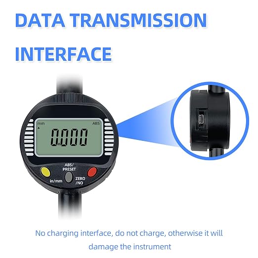 Digital Dial Gauge,with A Range of 50.8mm/2 in,Dlectrical Digital Indicator Graduation of 0.001mm,Metric and Imperial Measure Tool.Electronic Dial Gauge for Bearing Measurement and CNC Machine