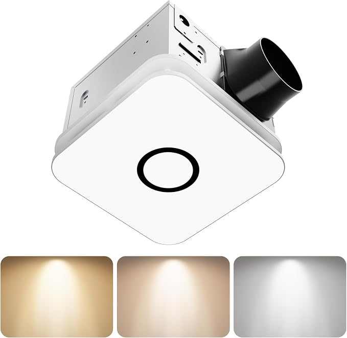 OFANKU 2-in-1 Bathroom Exhaust Fan with Light, 32W Quiet Vent Fan - 130 CFM & 1.5 Sones, 1200lm LED Light - 3000K/4000K/5000K Adjustable, Easy to Install, Bathroom Fans for Home, Bath, Hotel, Etc.