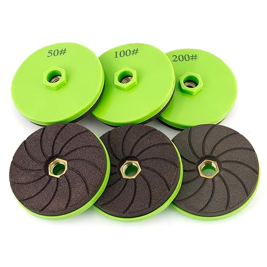 LOZLIN Diamond Polishing Pads, 3 Pack 4 Inch, for Tile, Marble and Granite, Chamfering, Edge Shaping, 50/100/200 Grit, Angle Grinder