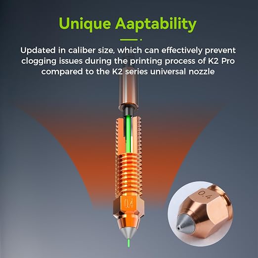 Creality K2 Pro Nozzle 0.4mm, Upgrade K2 Pro Unicorn Quick Swap Nozzle with Titanium Alloy Heat Break, Copper Alloy Hardened Steel, High Flow High Speed Printing for Creality K2 Pro Combo Hotend
