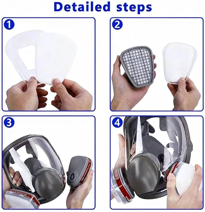 Full Face Respirator Mask with Filters,Reusable Gas Mask for Painting,Welding,Woodworking,Sanding,Spraying