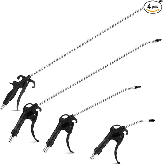 MorningRo 4 Pcs Air Blow Gun Kit 4", 11", 19" and 33'' Air Blower Gun with Angled Aluminum Nozzle Pistol Grip for Industrial Household Car Detail Mechanics