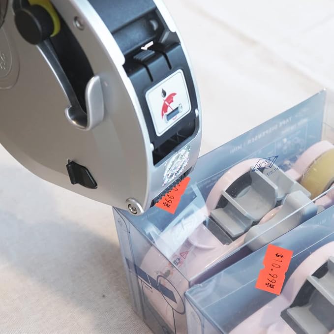 Motex Genuine MX-5500NEW 1 Line 8 Digits Price Tag Gun Kit - Includes 10,000 Blank Labels (White + Red) and 1 Pre-Loaded Inker with 1 Ink Refill - for Grocery Store, Retail Shop, Garage Sale (Yellow)