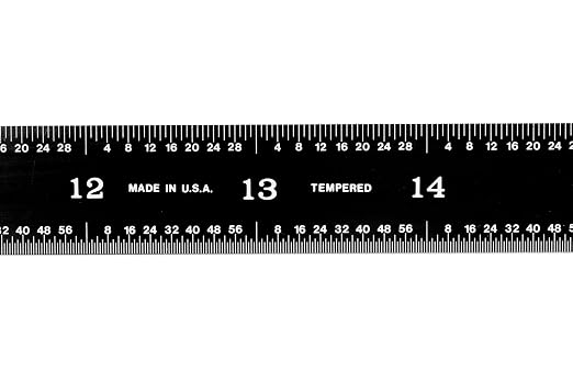 PEC Tools 24" Flexible Machinist Rule, Stainless Steel Ruler with Black Chrome Finish, High-Contrast Easy to Read, 4R Graduaction (1/8", 1/16", 1/32", 1/64"), Made in USA
