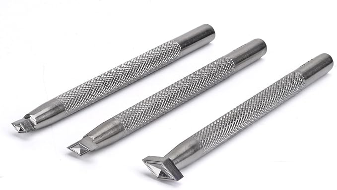Singring Leather Stamping Tools Diamond Stamps 3D Geometric Pattern 304 Stainless Steel Stamp for DIY Leathercraft Carving Working (3pcs(S+M+L))