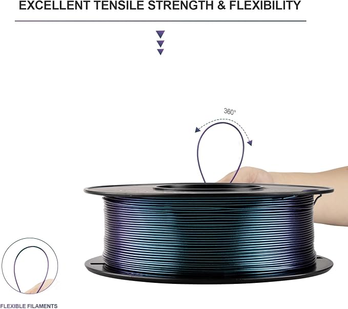 TINMORRY Galaxy PETG Filament 1.75, Rapid PETG 3D Printer Filament, Compatible with Bambu FDM 3D Printer, 1 KG 1 Spool, Chameleon Blue/Purple