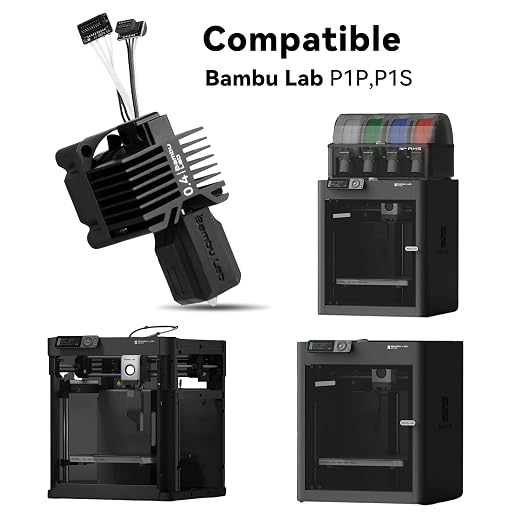 Bamboo Lab P1P, P1S Hotend Complete Kit for P1 Series 3D Printer, Full Assembly Hardened Steel Hot End with Fan, Thermistor, Ceramic Heater, 0.4mm Nozzle, and Extruder Heating Block Replacement