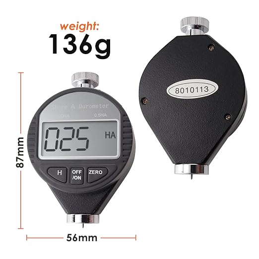 Rubber Hardness Tester, Shore Type A Hardness Tester Digital Durometer 0~100HA Portable Surface Hardness Tester with Large LCD Display for Tire, Plastic, Leather, Wax