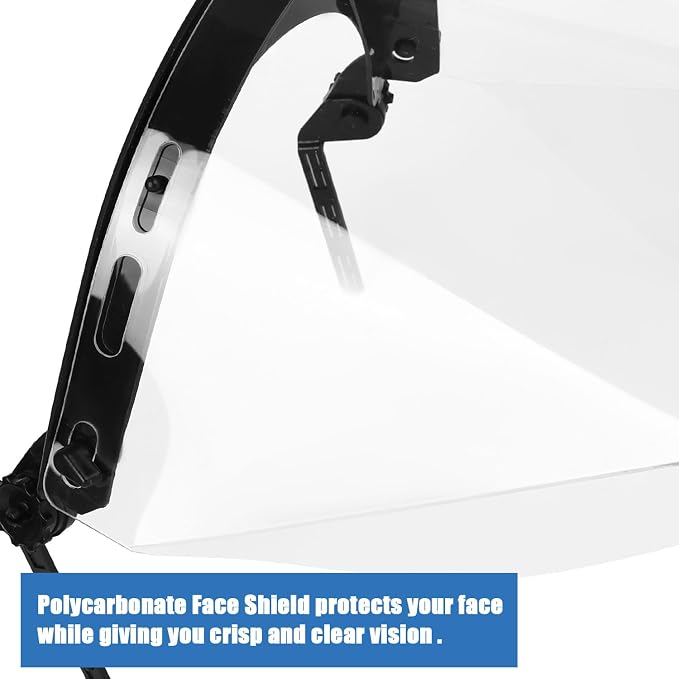 UM ULTRAMAXX Full Face Shield Eye & Head Protection, Hard Hat Replacement Polycarbonate Face Shield Attachment, Adapter for Hard Hat and Safety Helmets (Clear Pc Face Shield)